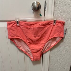 Coral High-Waisted Bikini Bottoms